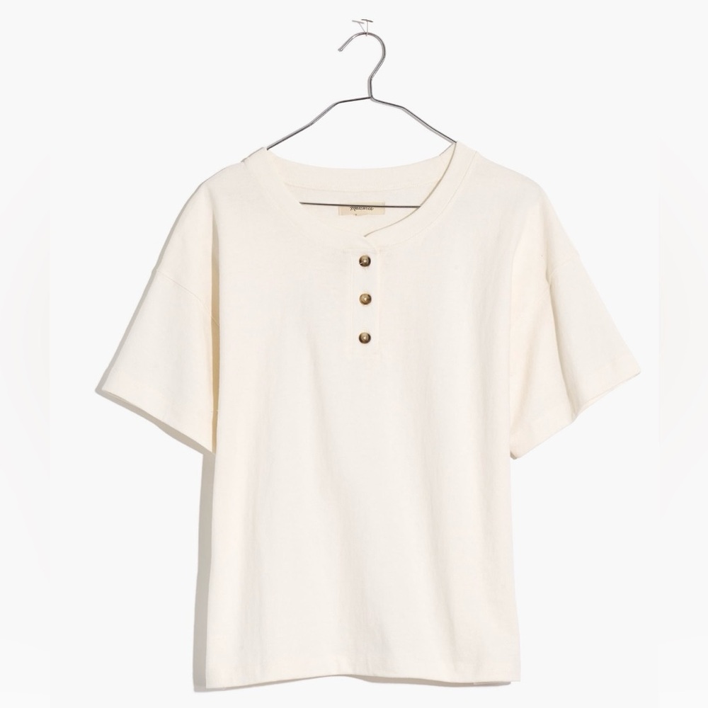 Madewell 100% Cotton Parkview Henley Tee Women’s Size Medium - Picture 4 of 9